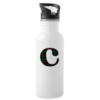 Monogram c scottish tartan - Water bottle with straw - white - Right