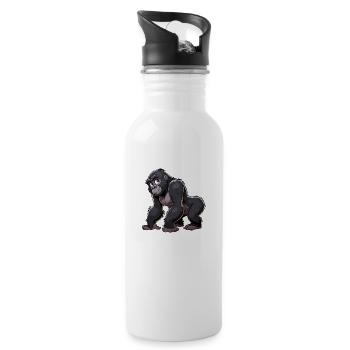 Gorilla ma - Trinkflasche mit integriertem Trinkhalm - Weiß - Rechts