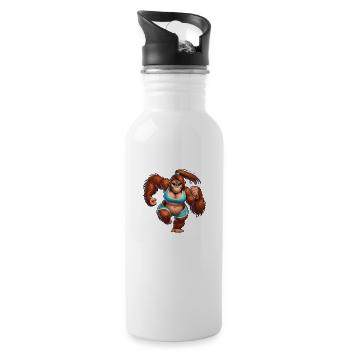 Orang-Utan-Läufer - Trinkflasche mit integriertem Trinkhalm - Weiß - Rechts