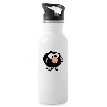mouton noir petit mignon mignon agneau cool bande dessinée - Gourde avec paille intégrée - blanc - Droite