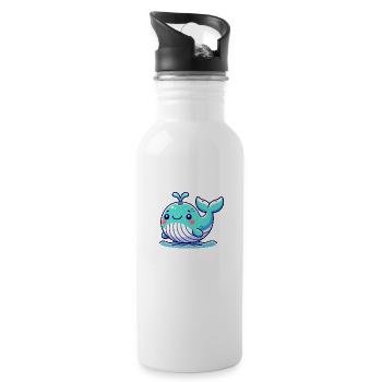 bande dessinée de baleine - Gourde avec paille intégrée - blanc - Droite
