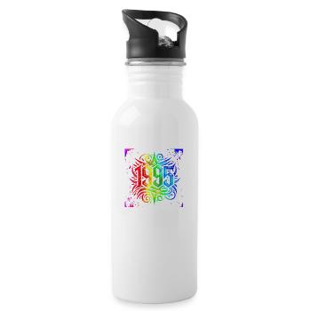 1995 legend happy Vintage Birthday Birth Year - Water bottle with straw - white - Right