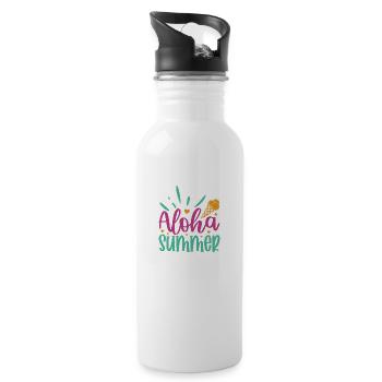 Aloha Sommer - Trinkflasche mit integriertem Trinkhalm - Weiß - Rechts
