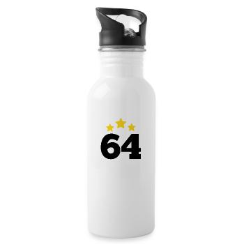 64 Years Star - 64th Birthday Gift - Water bottle with straw - white - Right