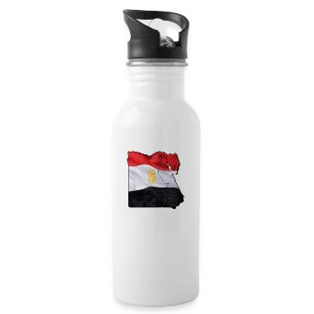 Ägypten Flagge in der Ägypten Landkarte - Trinkflasche mit integriertem Trinkhalm - Weiß - Rechts