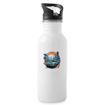 Retro Future - Trinkflasche mit integriertem Trinkhalm - Weiß - Rechts