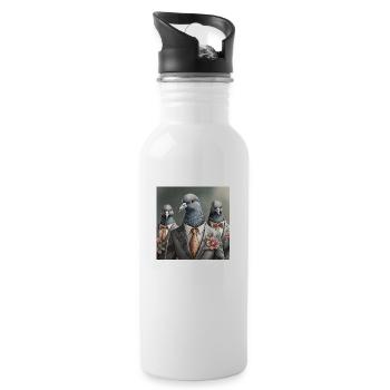 Doves in suits - Water bottle with straw - white - Right