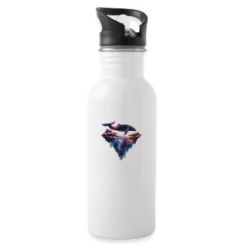 Fantasievoller Wal - Trinkflasche mit integriertem Trinkhalm - Weiß - Rechts