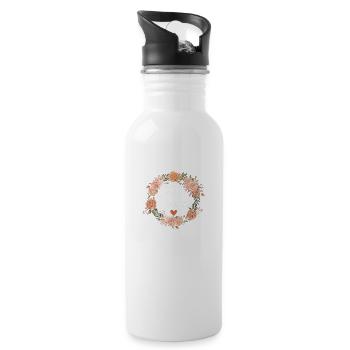 Florales Aquarell für die zukünftige Braut - passend dazu - Trinkflasche mit integriertem Trinkhalm - Weiß - Rechts