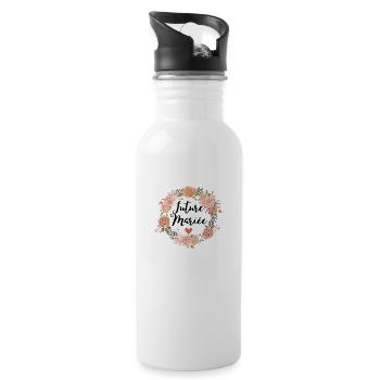 Florales Aquarell für die zukünftige Braut - passend dazu - Trinkflasche mit integriertem Trinkhalm - Weiß - Rechts