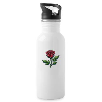 rose - Gourde avec paille intégrée - blanc - Droite