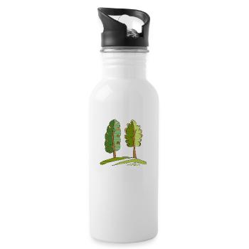 Baum - Trinkflasche mit integriertem Trinkhalm - Weiß - Rechts