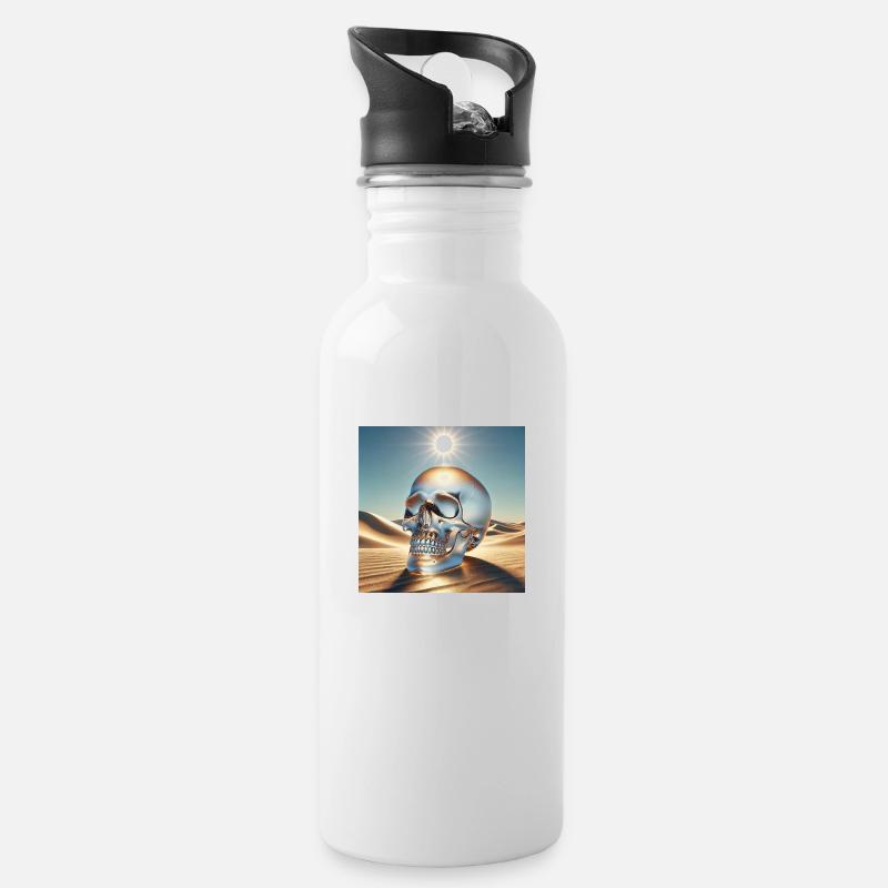 Crystal skull - Water bottle with straw - white