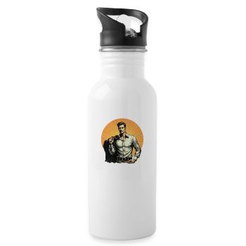 Ein starker Mann - Trinkflasche mit integriertem Trinkhalm - Weiß - Rechts