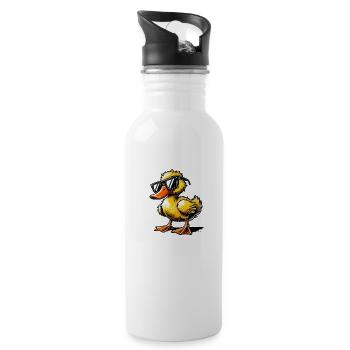 duck comic - Trinkflasche mit integriertem Trinkhalm - Weiß - Rechts
