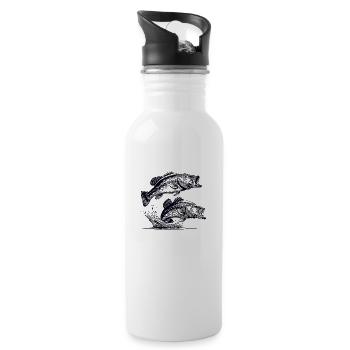 Bass Fishing - Trinkflasche mit integriertem Trinkhalm - Weiß - Rechts