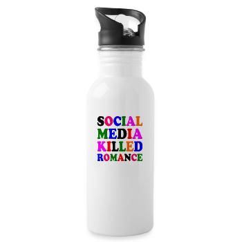 social media killed romance - Water bottle with straw - white - Right