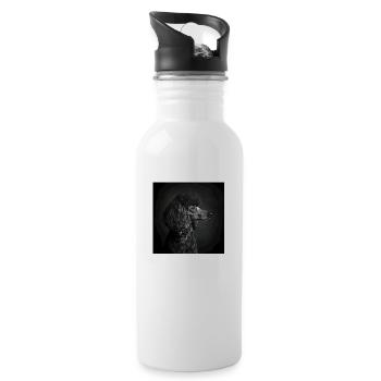 Black Animals - Black Poodle - Trinkflasche mit integriertem Trinkhalm - Weiß - Rechts