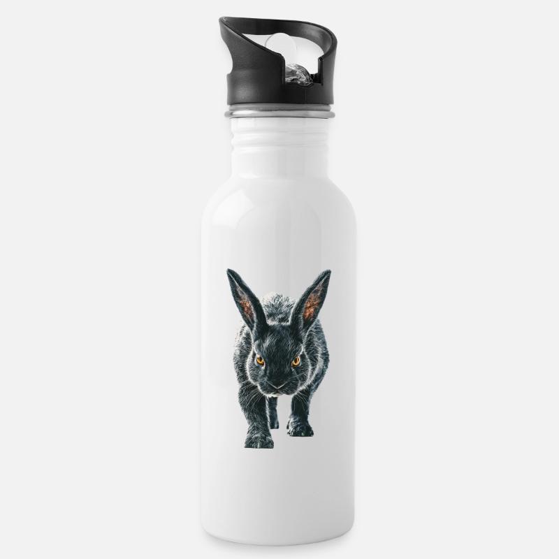 Kaninchen - Trinkflasche mit integriertem Trinkhalm - Weiß