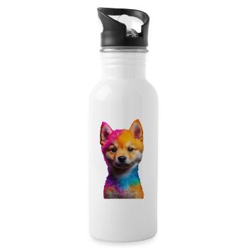 Shiba Inu - Trinkflasche mit integriertem Trinkhalm - Weiß - Rechts