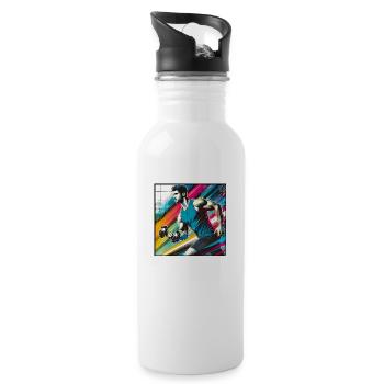 Sporty man - Water bottle with straw - white - Right