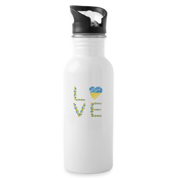 Love Ucraine - Trinkflasche mit integriertem Trinkhalm - Weiß - Rechts