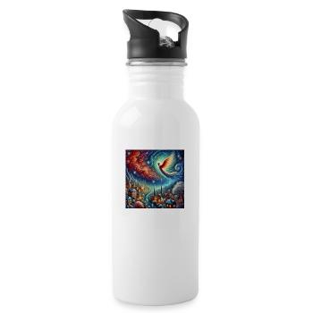 Der fliegende Geiger - Trinkflasche mit integriertem Trinkhalm - Weiß - Rechts