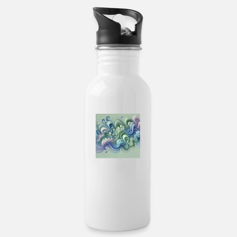 Flowing harmony - Water bottle with straw - white