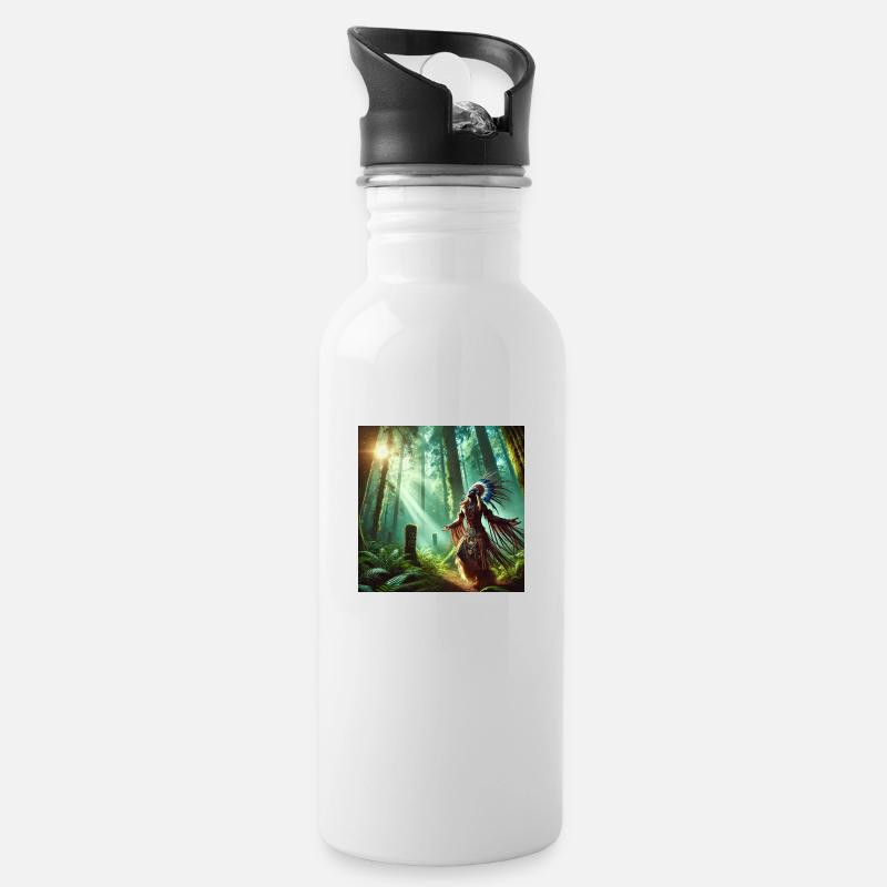 Shaman in Trance (A) - Water bottle with straw - white