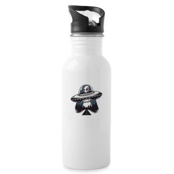 Entführung durch Außerirdische - Trinkflasche mit integriertem Trinkhalm - Weiß - Rechts