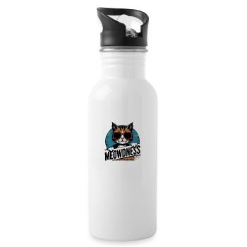Miauen Katze Sonnenbrille - Trinkflasche mit integriertem Trinkhalm - Weiß - Rechts