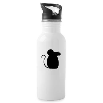 Mouse Mouse Cute Little Rat Rodent Silhouette - Water bottle with straw - white - Right
