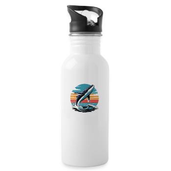 Sunset Splash - Trinkflasche mit integriertem Trinkhalm - Weiß - Rechts
