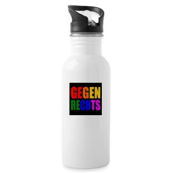 Gegen rechts - Trinkflasche mit integriertem Trinkhalm - Weiß - Rechts