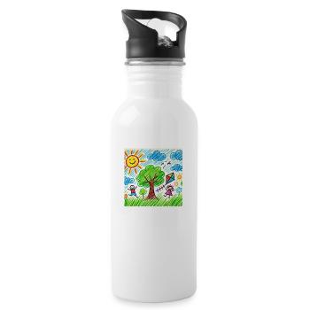 Summer T-Shirt - Water bottle with straw - white - Right