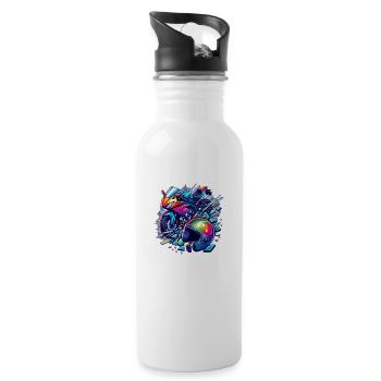 Motorrad,motorcycle,dirkbike motocross - Trinkflasche mit integriertem Trinkhalm - Weiß - Rechts