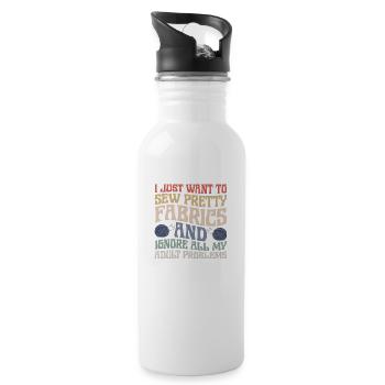 I Just Want To Sew Pretty Fabrics Quilter Quilting - Water bottle with straw - white - Right