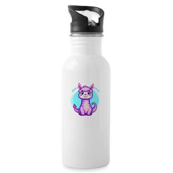 Alpakadrache - Trinkflasche mit integriertem Trinkhalm - Weiß - Rechts