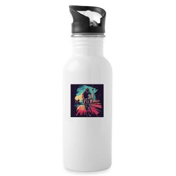Bike - Trinkflasche mit integriertem Trinkhalm - Weiß - Rechts