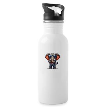 Elephant Comic Sunglasses - Water bottle with straw - white - Right