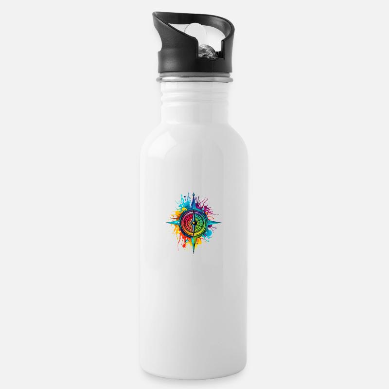 Compass - Water bottle with straw - white
