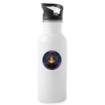 Wizard reads book - Water bottle with straw - white - Right
