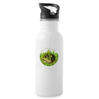 Frog kisses me prince - Water bottle with straw - white - Right