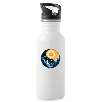 Yin Yang Sun and Moon - Water bottle with straw - white - Right