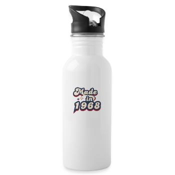 Hergestellt im Jahr 1968 Retro - Trinkflasche mit integriertem Trinkhalm - Weiß - Rechts
