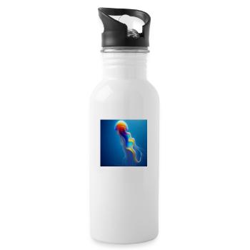 Jellyfish - Water bottle with straw - white - Right