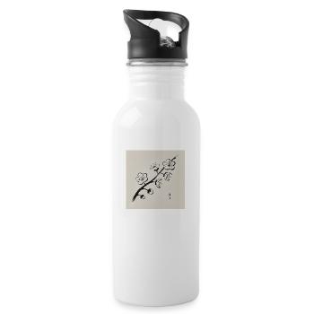 Japanese-style plum blossoms - Water bottle with straw - white - Right