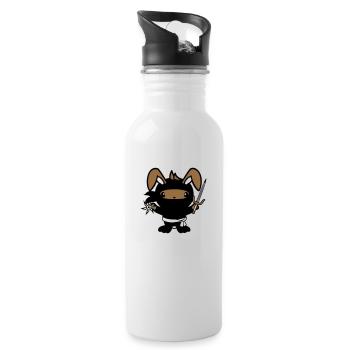 Bunny Ninja Star Fighter Japanese Assassin - Water bottle with straw - white - Right
