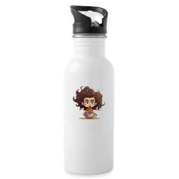 Mama braucht Kaffee - Trinkflasche mit integriertem Trinkhalm - Weiß - Rechts