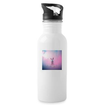 „Der fröhliche Eierhase“ - Trinkflasche mit integriertem Trinkhalm - Weiß - Rechts